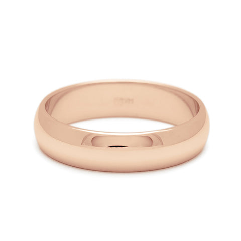 A 5mm classic round band set in rose gold., Rose Gold 3