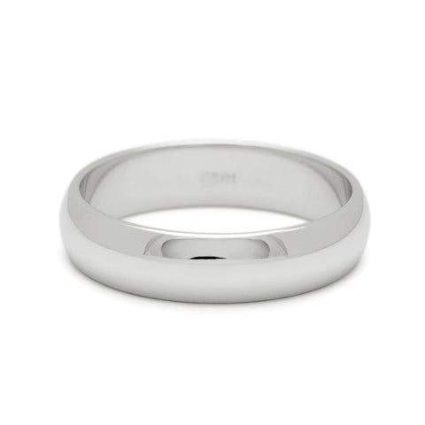 A 5mm classic round band set in white gold., White Gold 2