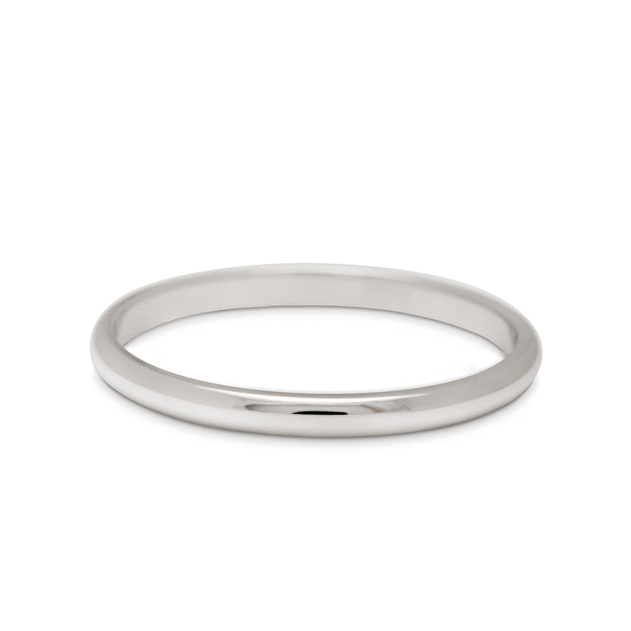 A 2mm classic round band set in white gold. 