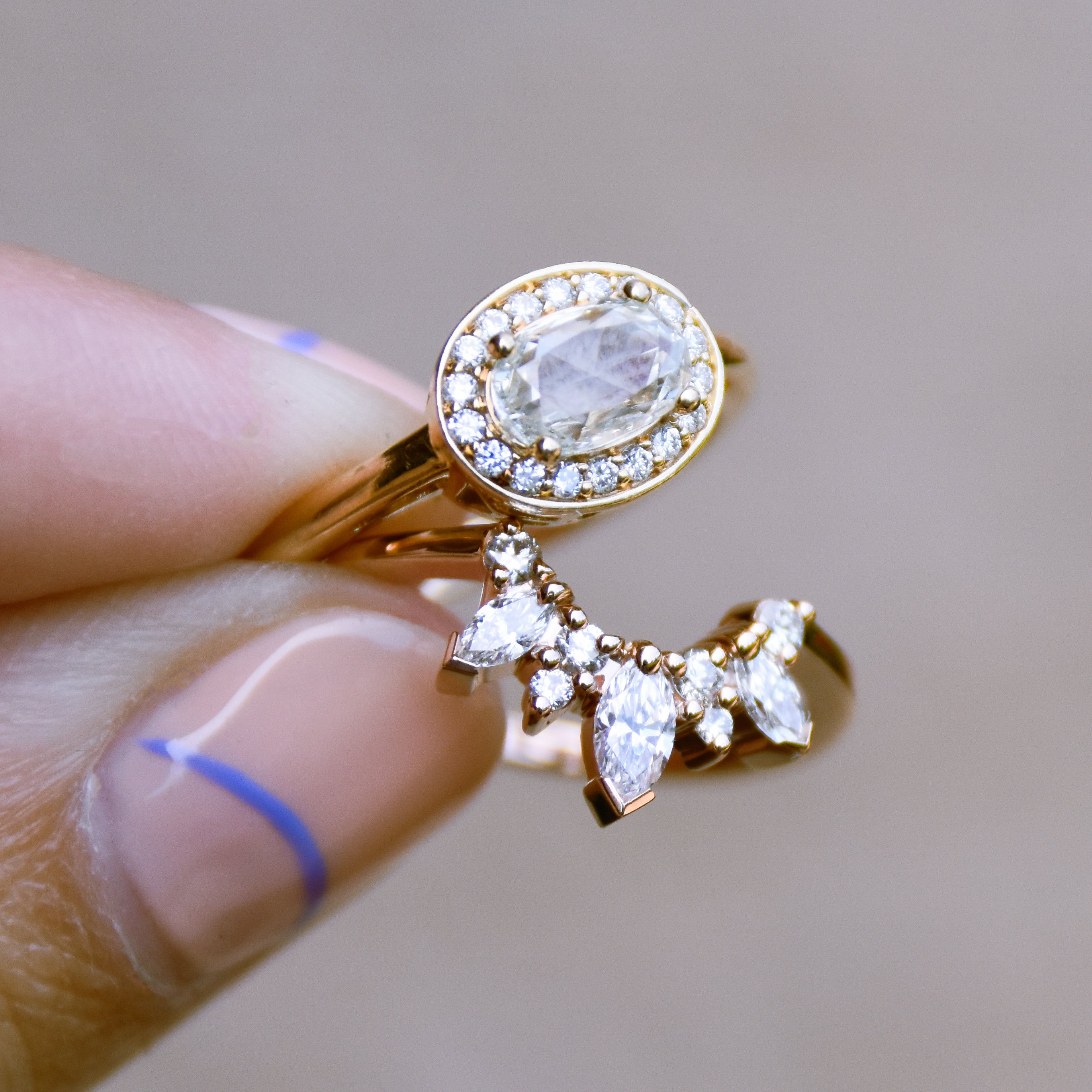 Marquise Butterfly Tiara Band - 14k Gold & White Diamonds