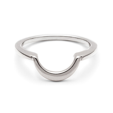 A crescent shaped band in solid gold set in white gold., White Gold 4