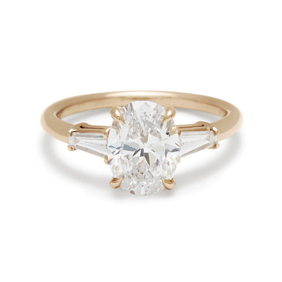 Oval Eleonore Tapered Baguette Ring - 14k Gold & White Diamond
