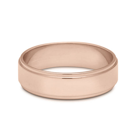 A 5mm flat edge band set in rose gold., Rose Gold 3