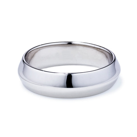 A 5mm knife edge band set in white gold., White Gold