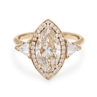 Marquise Bea Halo Ring - 14k Yellow Gold & Champagne Diamond (2.11ct)