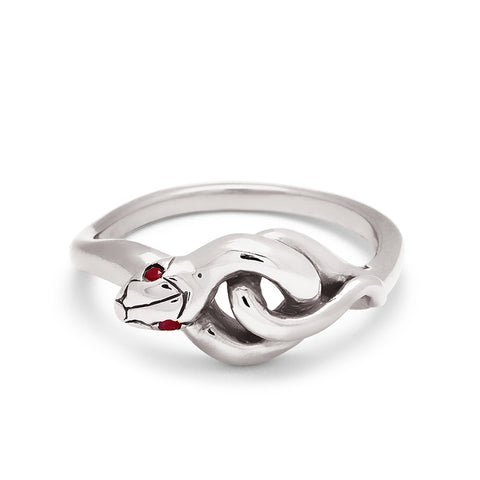 A serpent band with rubies for eyes set in white gold., White Gold 2