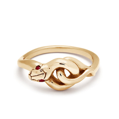 A serpent band with rubies for eyes set in yellow gold., Yellow Gold 3