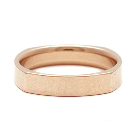 A soft square solid gold band set in rose gold., Rose Gold 6