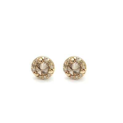 Rosette Stud Earring (Tiny) - 14k Gold & Champagne Diamonds