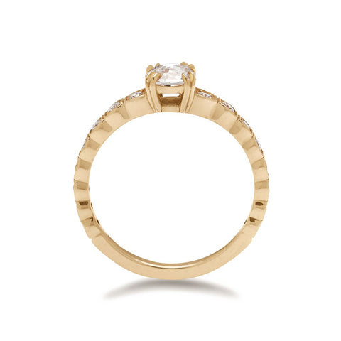 Side View of Tapered Wheat Engagement Ring - 14k Gold & White Diamond (0.40ct) 2