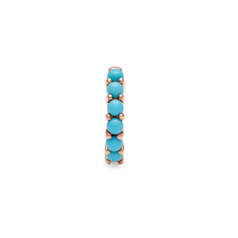 A single huggie hoop with turquoise stones set in rose gold., Rose Gold 2