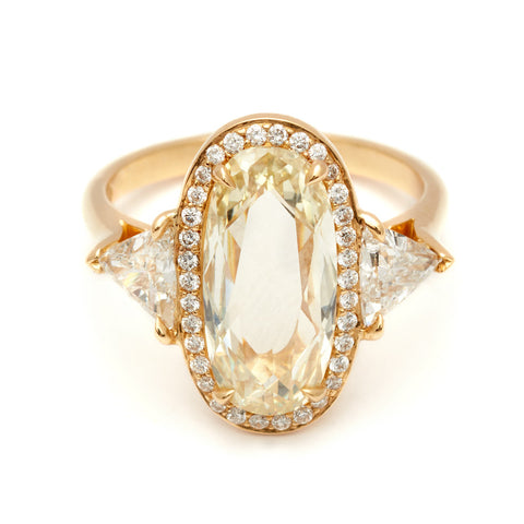 Stone View of Bea Halo Ring - 18k Yellow Gold & White Diamond (2.55ct)