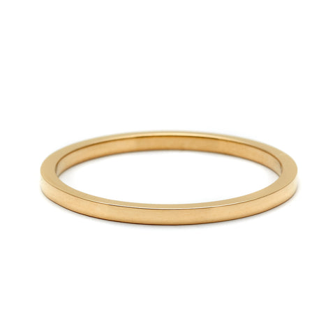 A 1.5mm flat band set in yellow gold., Yellow Gold