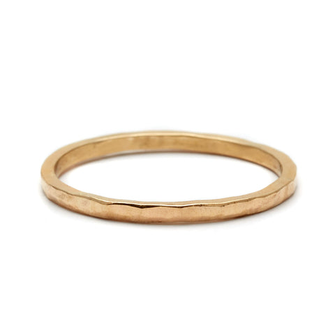 A 1.5mm flat band with a hammered finished set in yellow gold., Yellow Gold 4